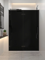 Душевая дверь распашная 1500x2000 цвет профиля Чёрный матовый стекло черное AL-150-11-BB-C4 Premium Veconi