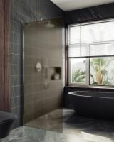 Душевая перегородка в профиле MaybahGlass 1950*890 Стекло 8 мм Бронза матовая   Профиль: Широкий, Цвет Белый матовый MGD-692-1ш