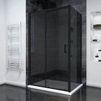 Душевой угол раздвижной прямоугольный RV055BT-140100-05-C8 1400х1000х1950 Цвет профиля Чёрный матовый Стекло Тонированное Veconi