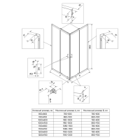 Душевой угол раздвижной RV27B-11080-01-C8 1100x800x1900 Цвет профиля Чёрный Стекло Прозрачное Veconi