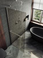 Душевая перегородка в профиле MaybahGlass 1950*690 Стекло 8 мм Бронза +Полотенцедержатель  Профиль: Широкий, Цвет Хром матовый MGD-721-5ш