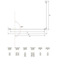 Душевой угол раздвижной прямоугольный RV033-8090-01-C7 800х900х1950 Цвет профиля Хром Стекло Прозрачное Veconi