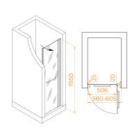 Душевая дверь RGW PA-103B  60*195 020810306-14 профиль Чёрный стекло Прозрачное 6 мм RGW