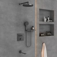 Душевой комплект термостатический встраиваемый, с изливом, трехрежимный цвет вороненая сталь VSFW-431I2RGM VINCEA