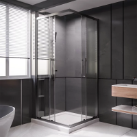 Душевой угол раздвижной 800Х800x2000 цвет профиля Графит брашированный стекло прозрачное  PTC20-GR-8080-01-C4 Premium Veconi