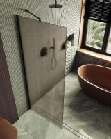 Душевая перегородка в профиле MaybahGlass 1950*690 Стекло 8 мм Бронза матовая   Профиль: Широкий, Цвет Черный MGD-703-6ш